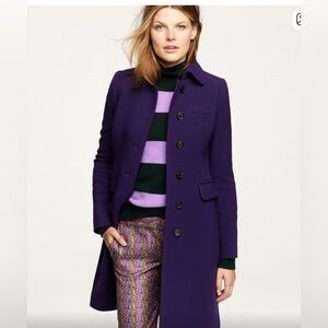 J. Crew Women's Purple Italian Double Wool Metro Coat